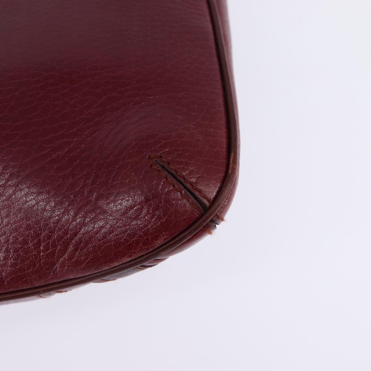 CARTIER Shoulder Bag Leather Bordeaux Gold Auth BA6081