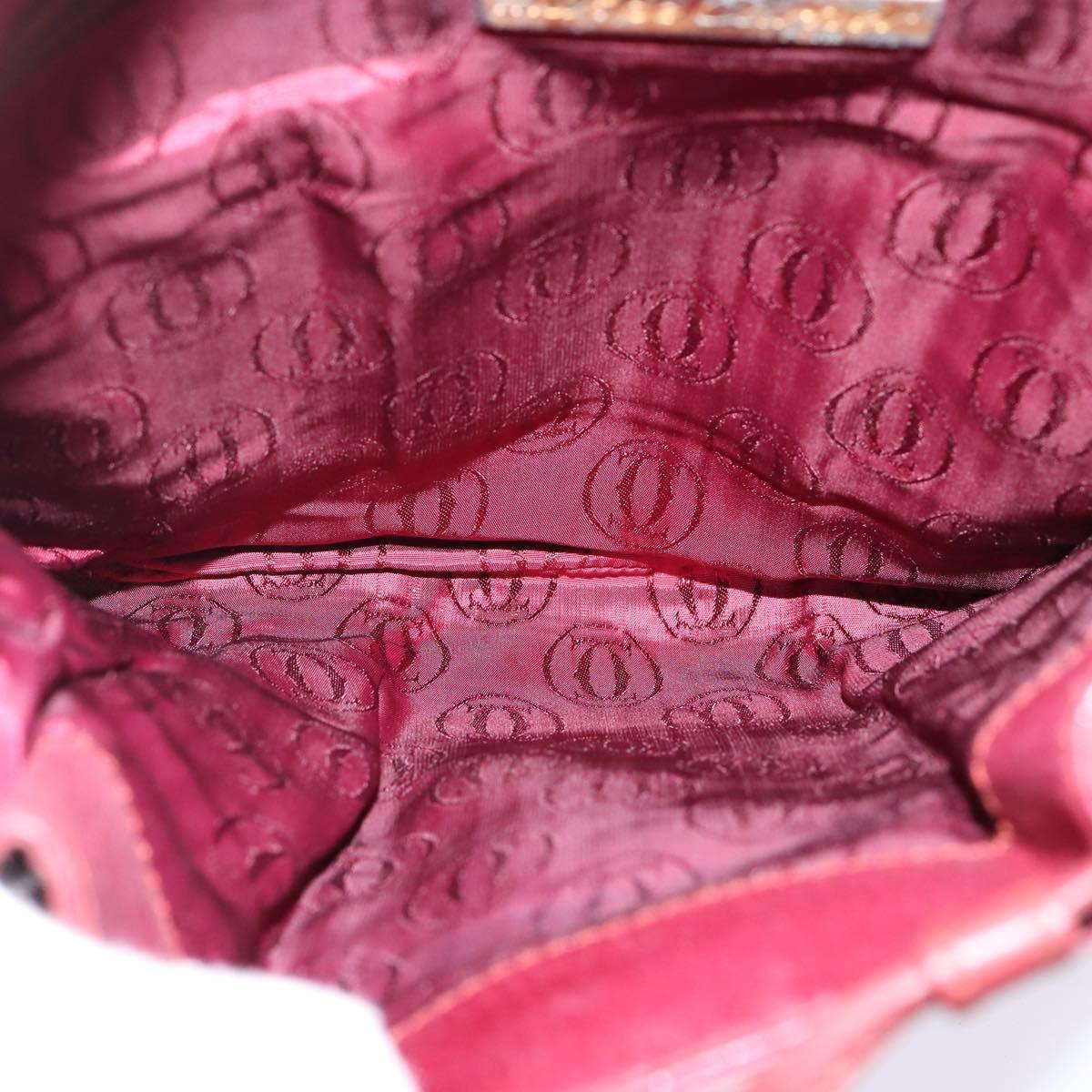 CARTIER Shoulder Bag Leather Bordeaux Gold Auth BA6081