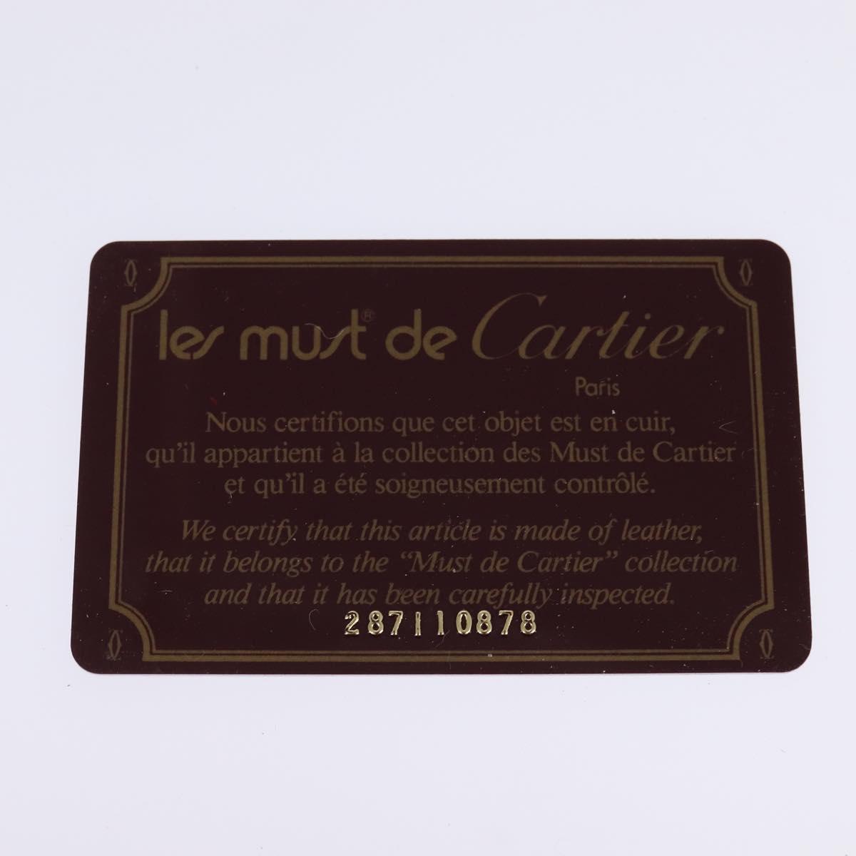 CARTIER Shoulder Bag Leather Bordeaux Gold Auth BA6081