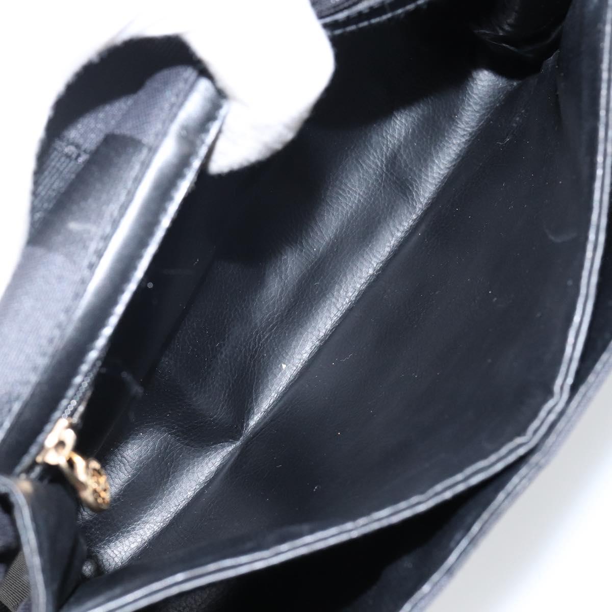 FENDI Pecan Canvas Hand Bag Black Gold Auth BA6083