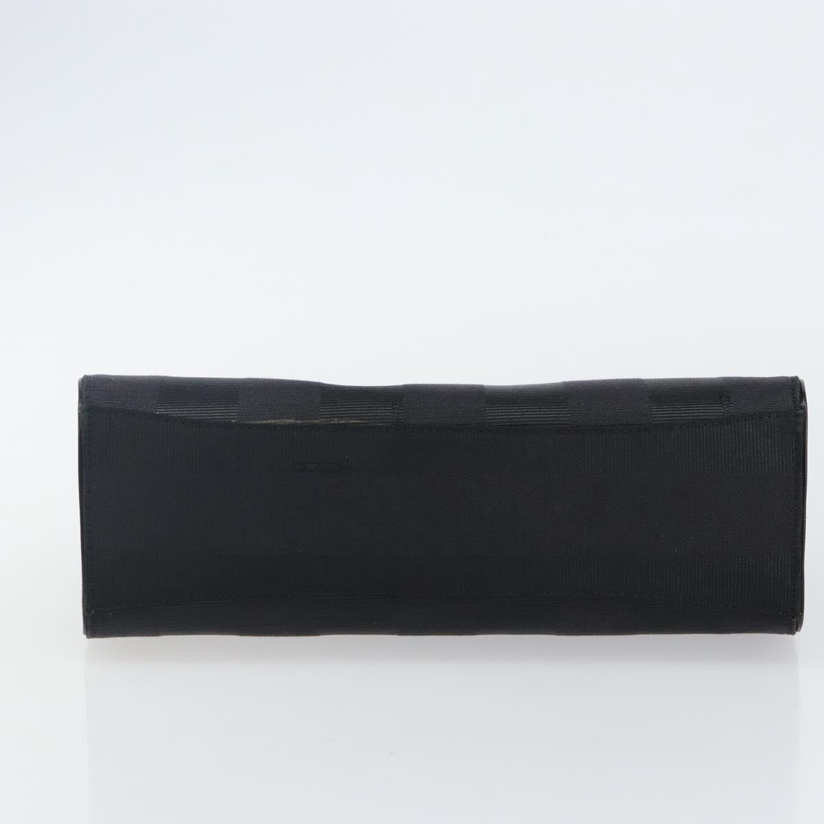 FENDI Pecan Canvas Hand Bag Black Gold Auth BA6083