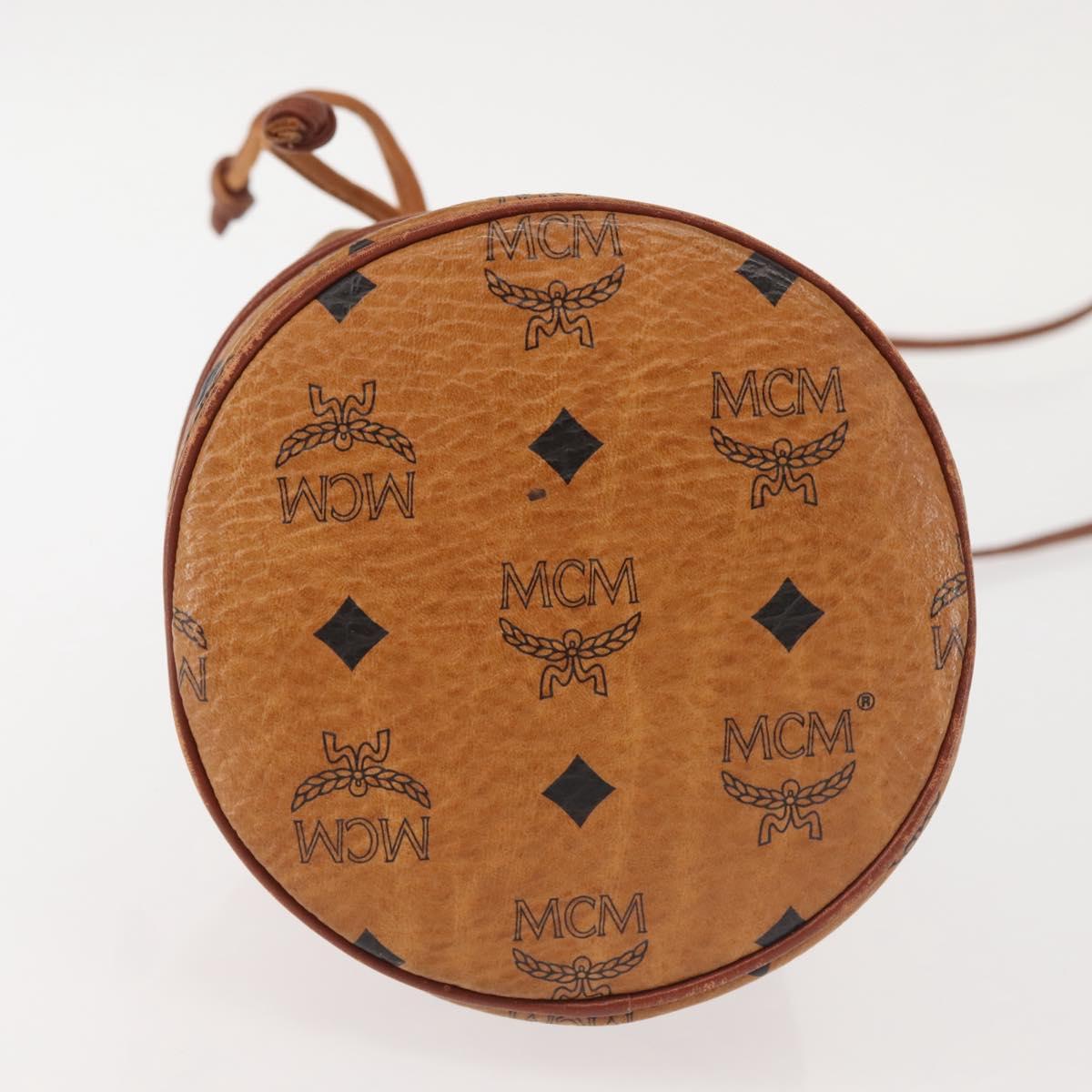 MCM Logogram Vicetos Shoulder Bag PVC Leather Brown Gold Auth BA6085