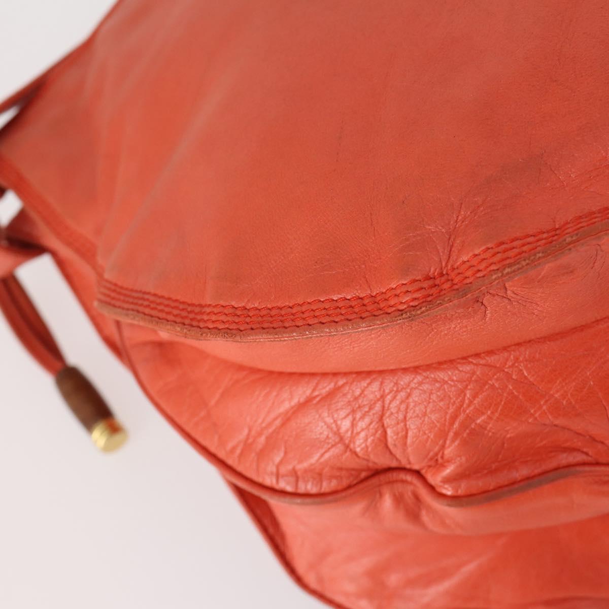 LOEWE Shoulder Bag Leather Orange Gold Auth BA6091