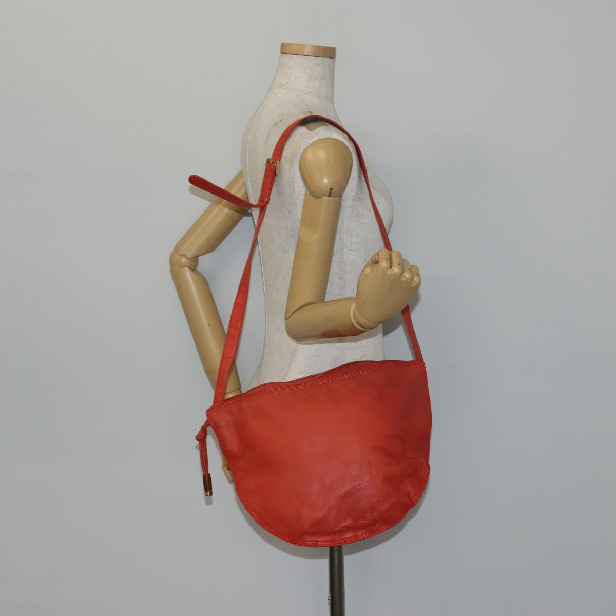 LOEWE Shoulder Bag Leather Orange Gold Auth BA6091