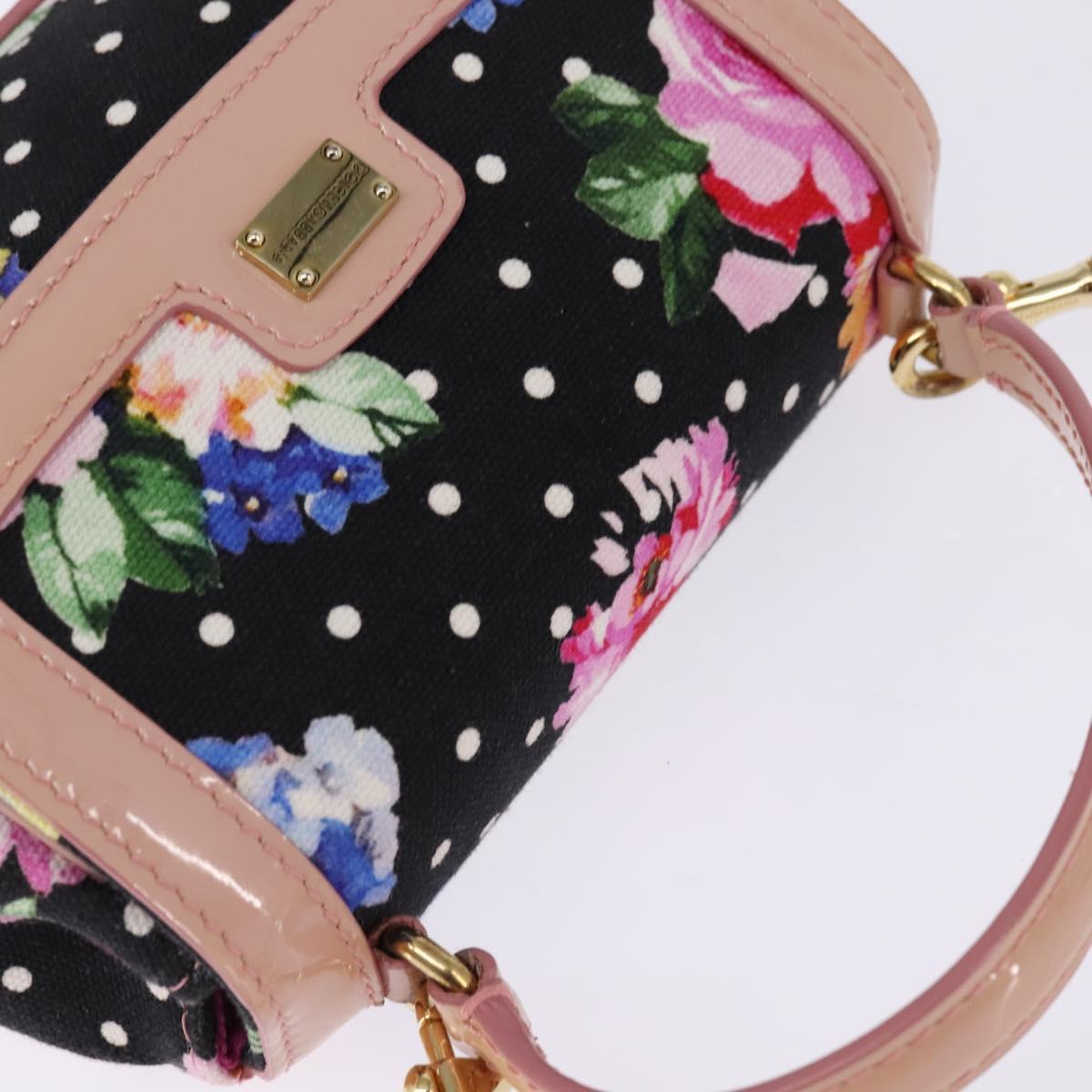 DOLCE&GABBANA Hand Bag Canvas Black Gold Auth BA6092