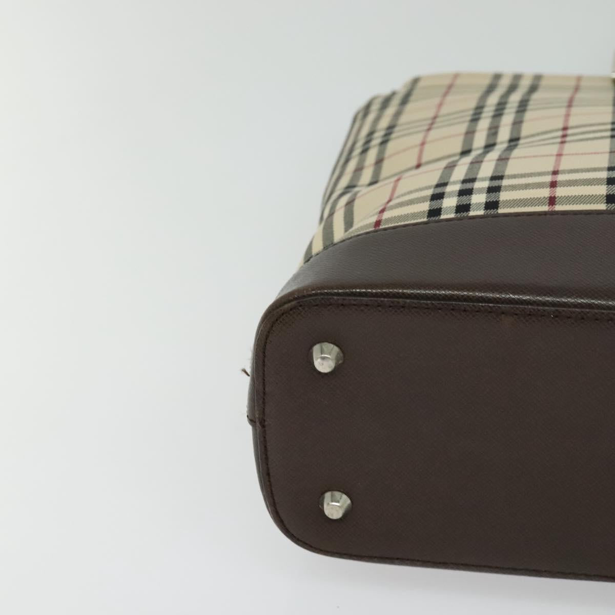 BURBERRY Nova Check Tote Bag Canvas Beige Silver Auth BA610