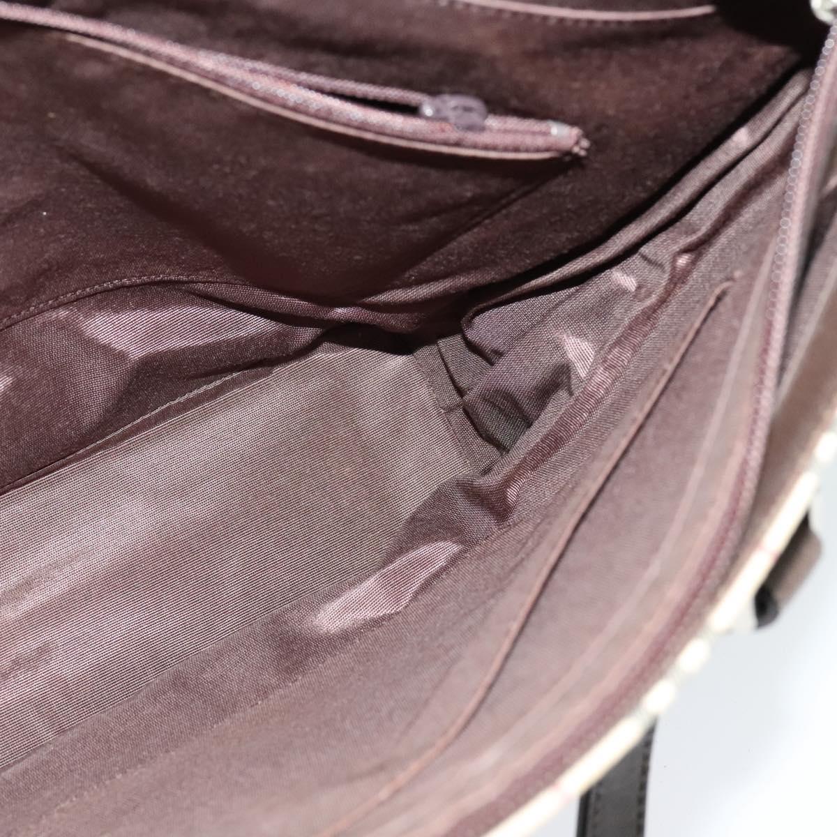 BURBERRY Nova Check Tote Bag Canvas Beige Silver Auth BA610