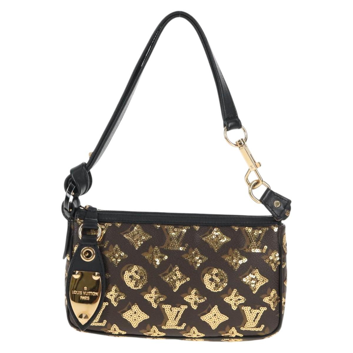 LOUIS VUITTON Monogram Eclipse Sequins Pochette Accessoires M40248 Auth BA6102V