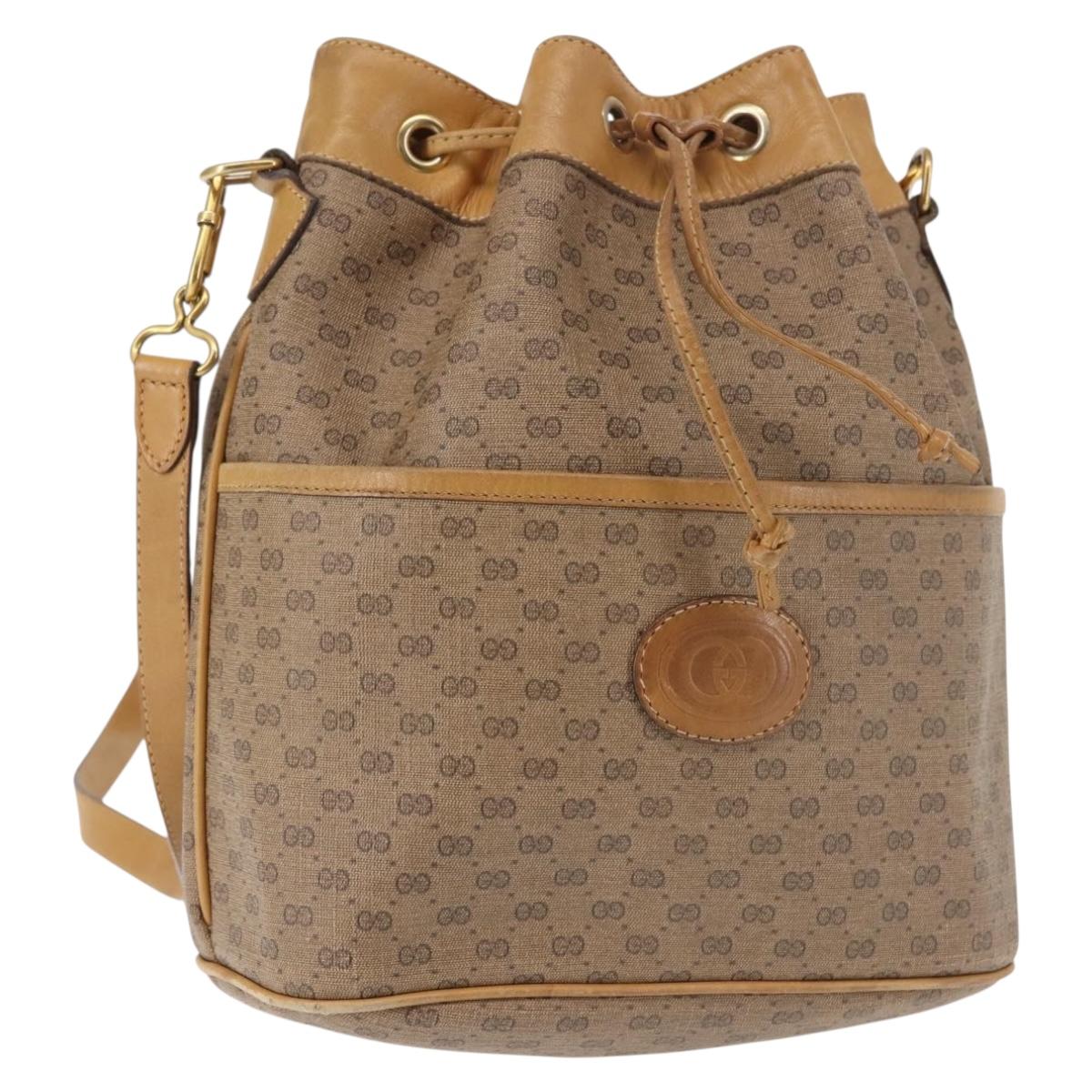 GUCCI Micro GG Supreme Shoulder Bag PVC Beige Gold 001 904 0791 Auth BA6122