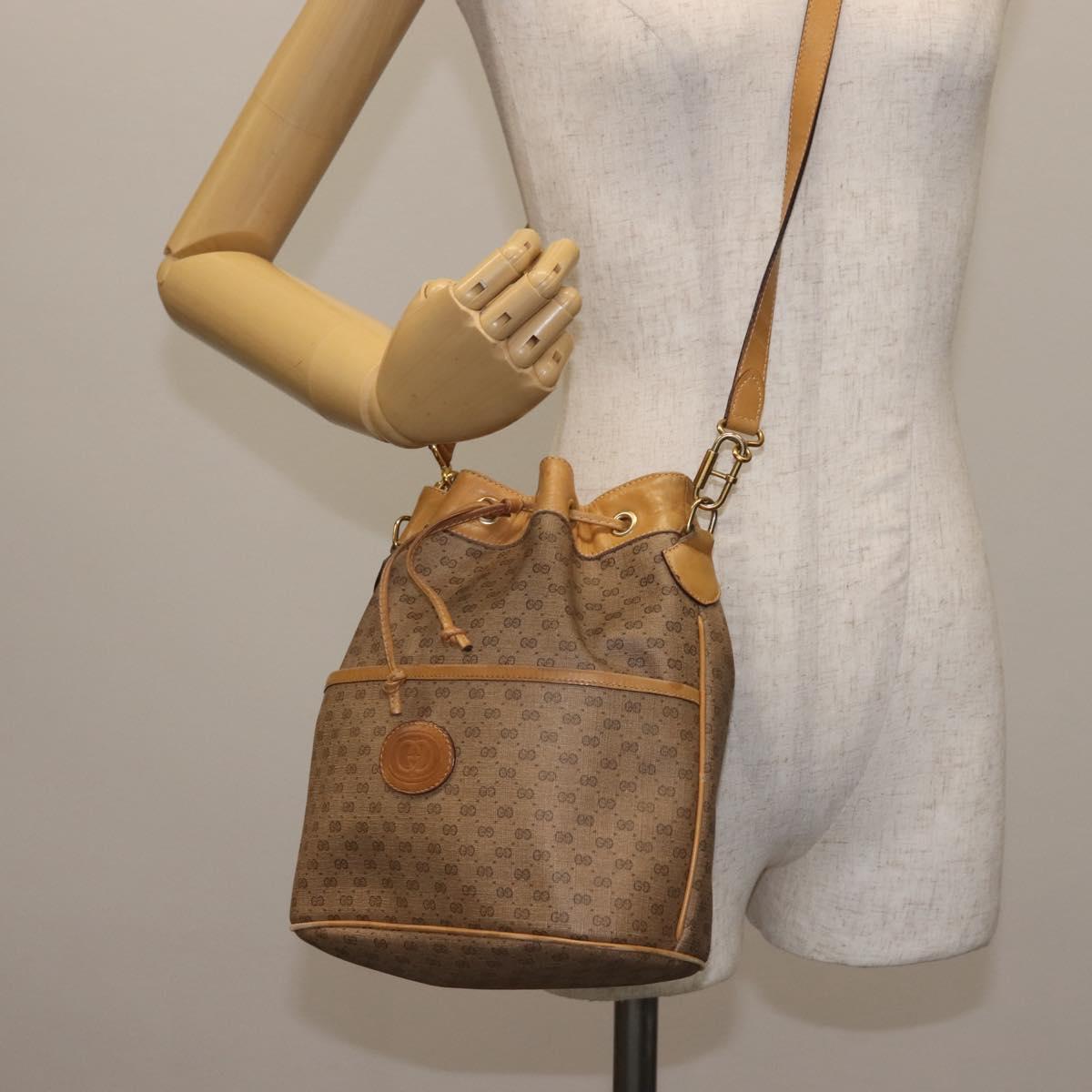 GUCCI Micro GG Supreme Shoulder Bag PVC Beige Gold 001 904 0791 Auth BA6122