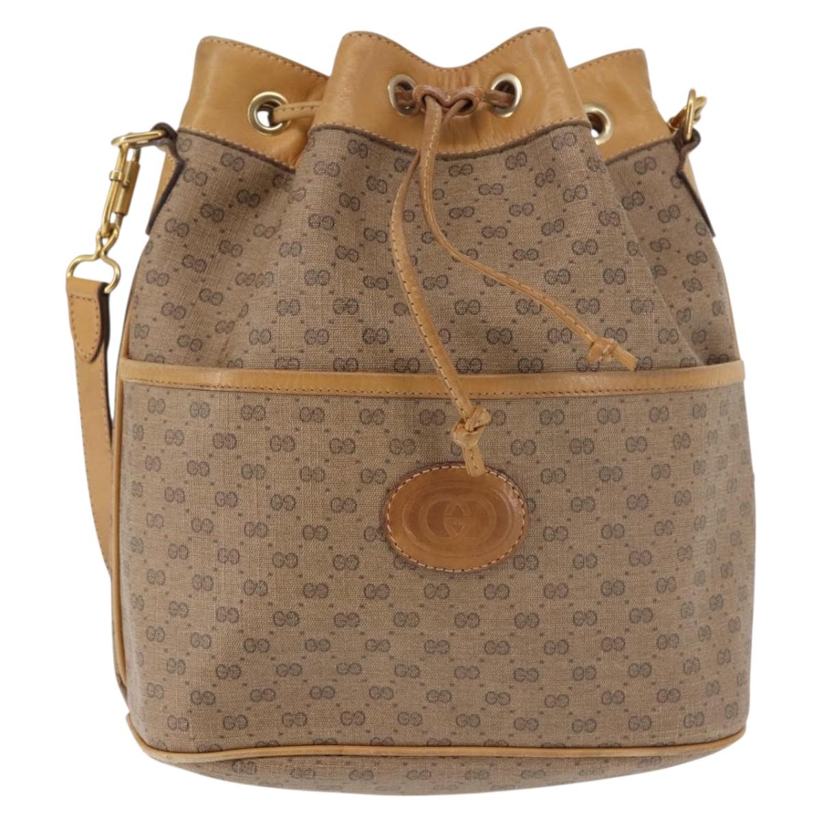 GUCCI Micro GG Supreme Shoulder Bag PVC Beige Gold 001 904 0791 Auth BA6122