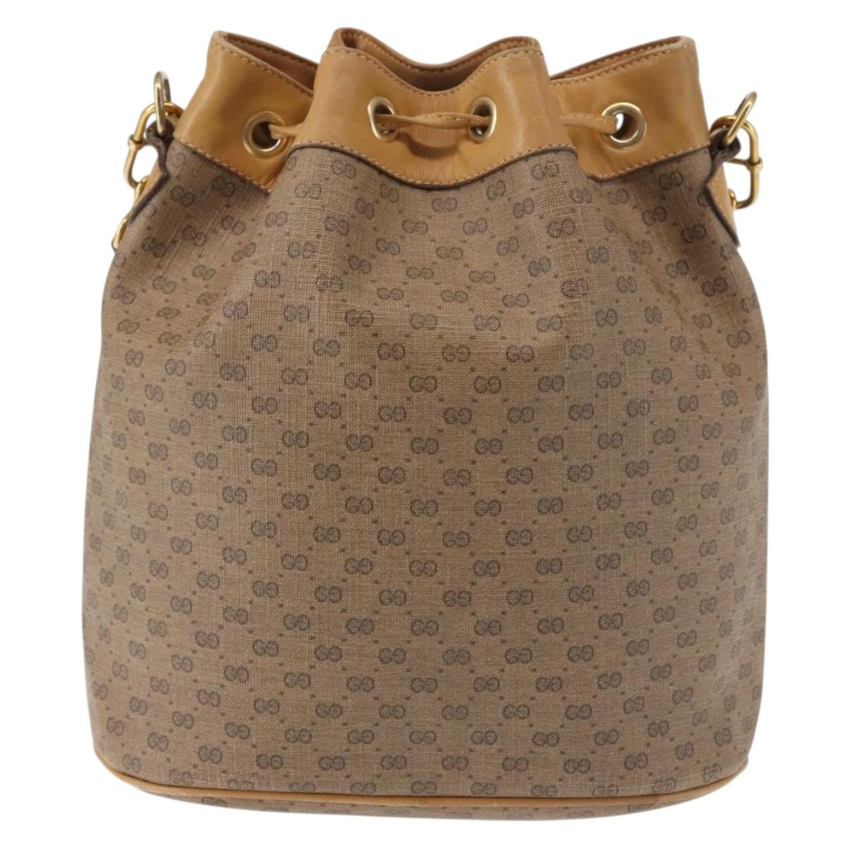 GUCCI Micro GG Supreme Shoulder Bag PVC Beige Gold 001 904 0791 Auth BA6122