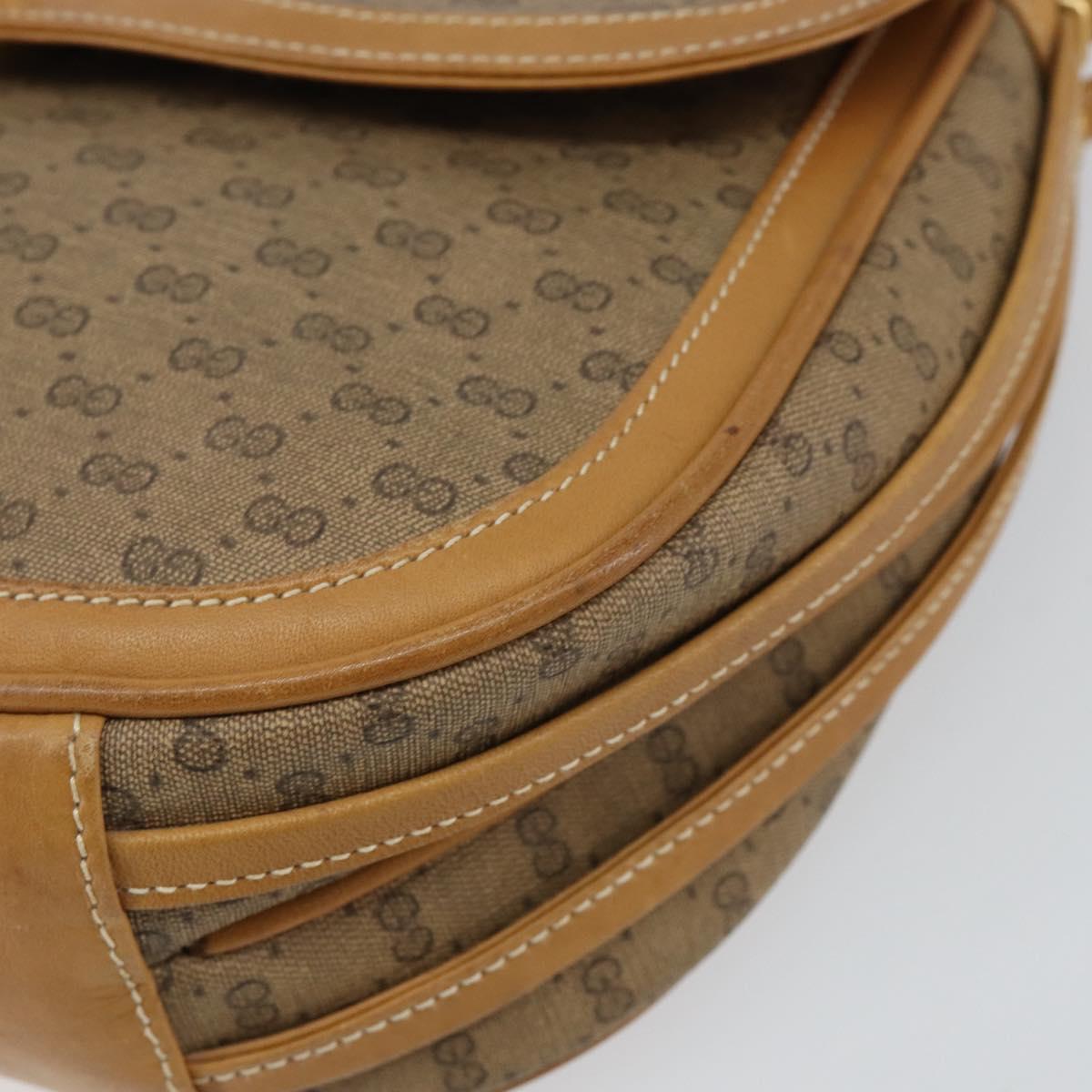 GUCCI Micro GG Supreme Shoulder Bag PVC Beige Gold Auth BA6123
