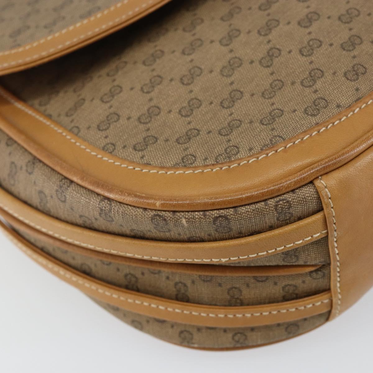GUCCI Micro GG Supreme Shoulder Bag PVC Beige Gold Auth BA6123