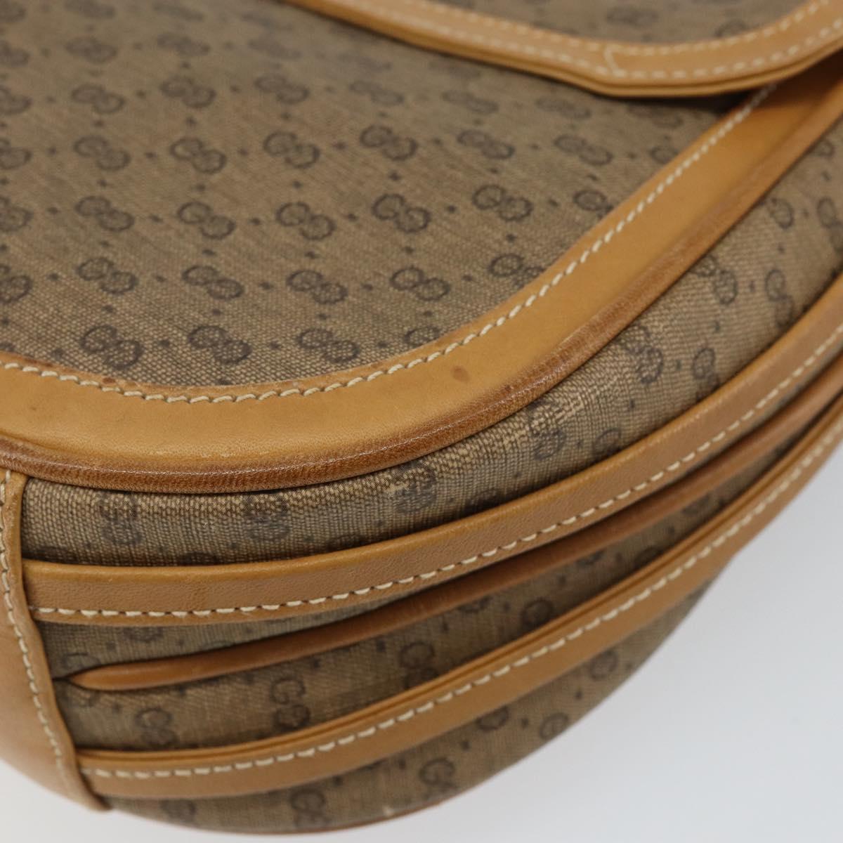 GUCCI Micro GG Supreme Shoulder Bag PVC Beige Gold Auth BA6123