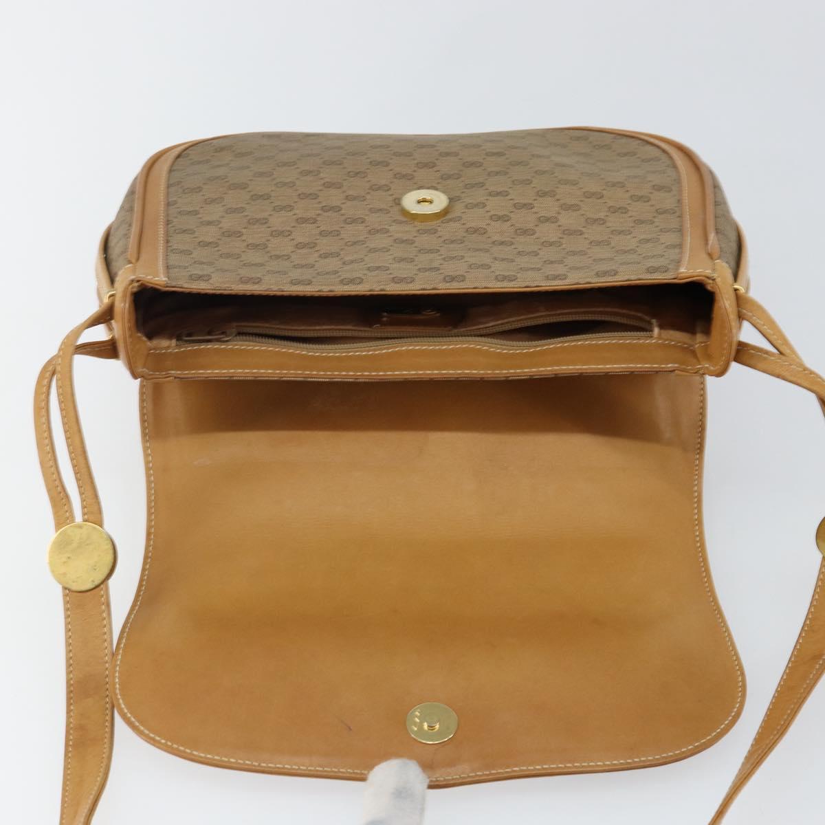 GUCCI Micro GG Supreme Shoulder Bag PVC Beige Gold Auth BA6123