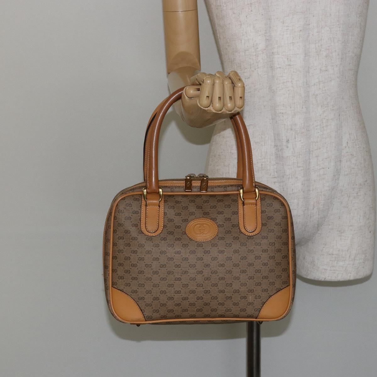 GUCCI Micro GG Supreme Hand Bag PVC Beige Gold 000 94 0030 Auth BA6124