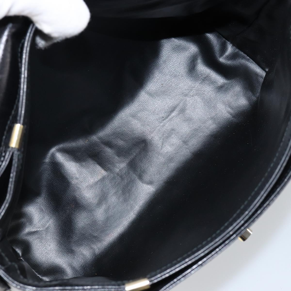 CELINE Shoulder Bag Leather Black Gold Auth BA6127