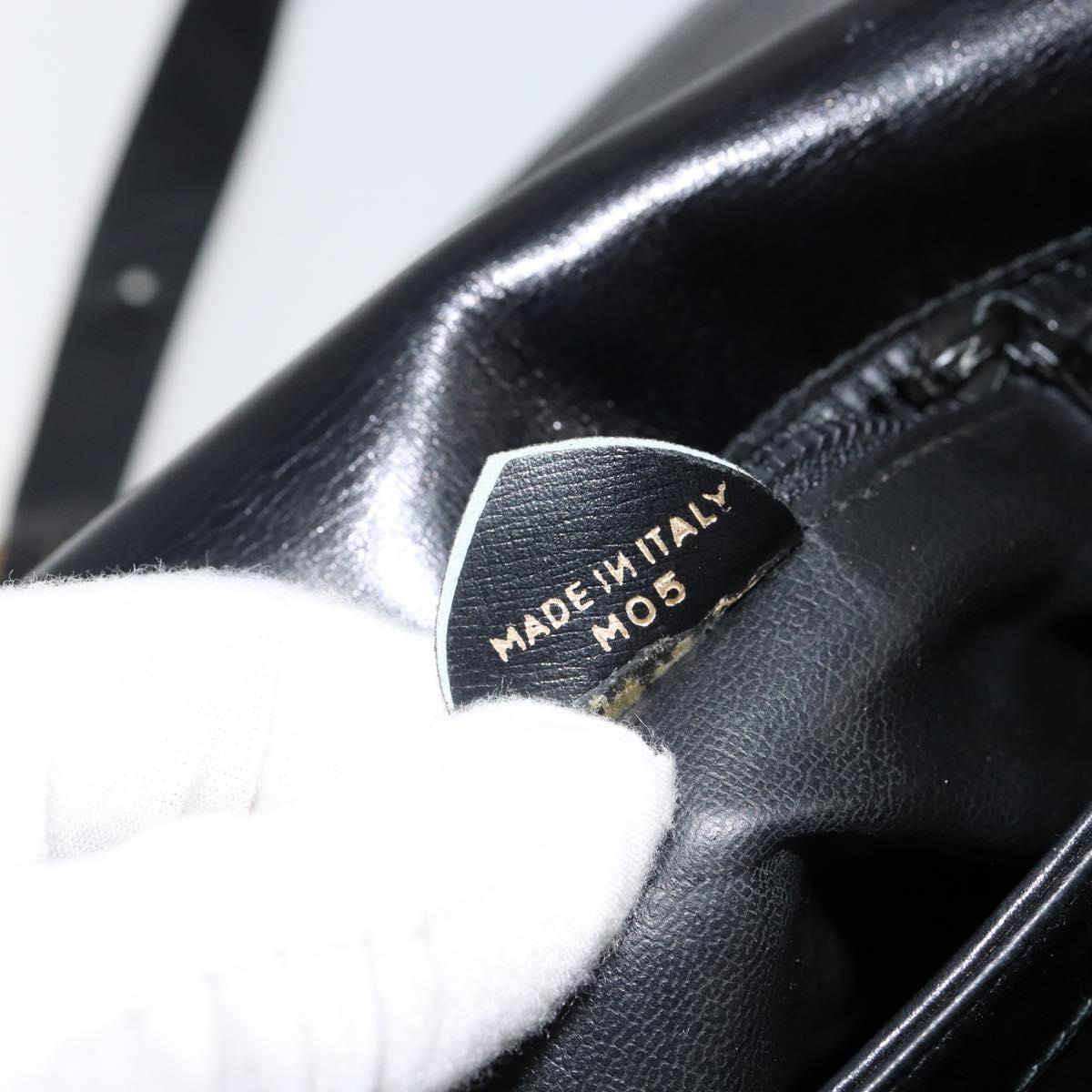 CELINE Shoulder Bag Leather Black Gold Auth BA6127