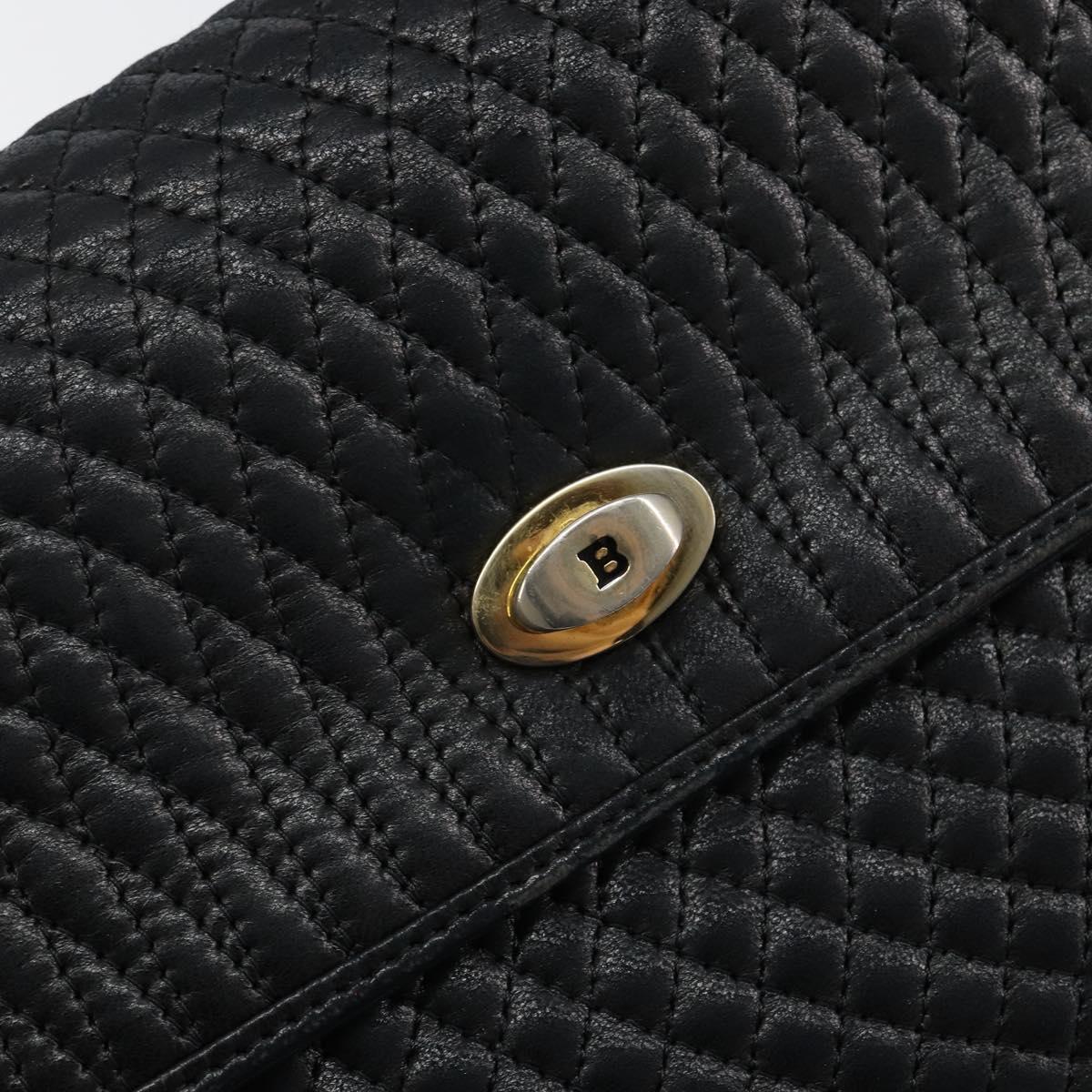 BALLY Hand Bag Leather Black Gold Auth BA6133