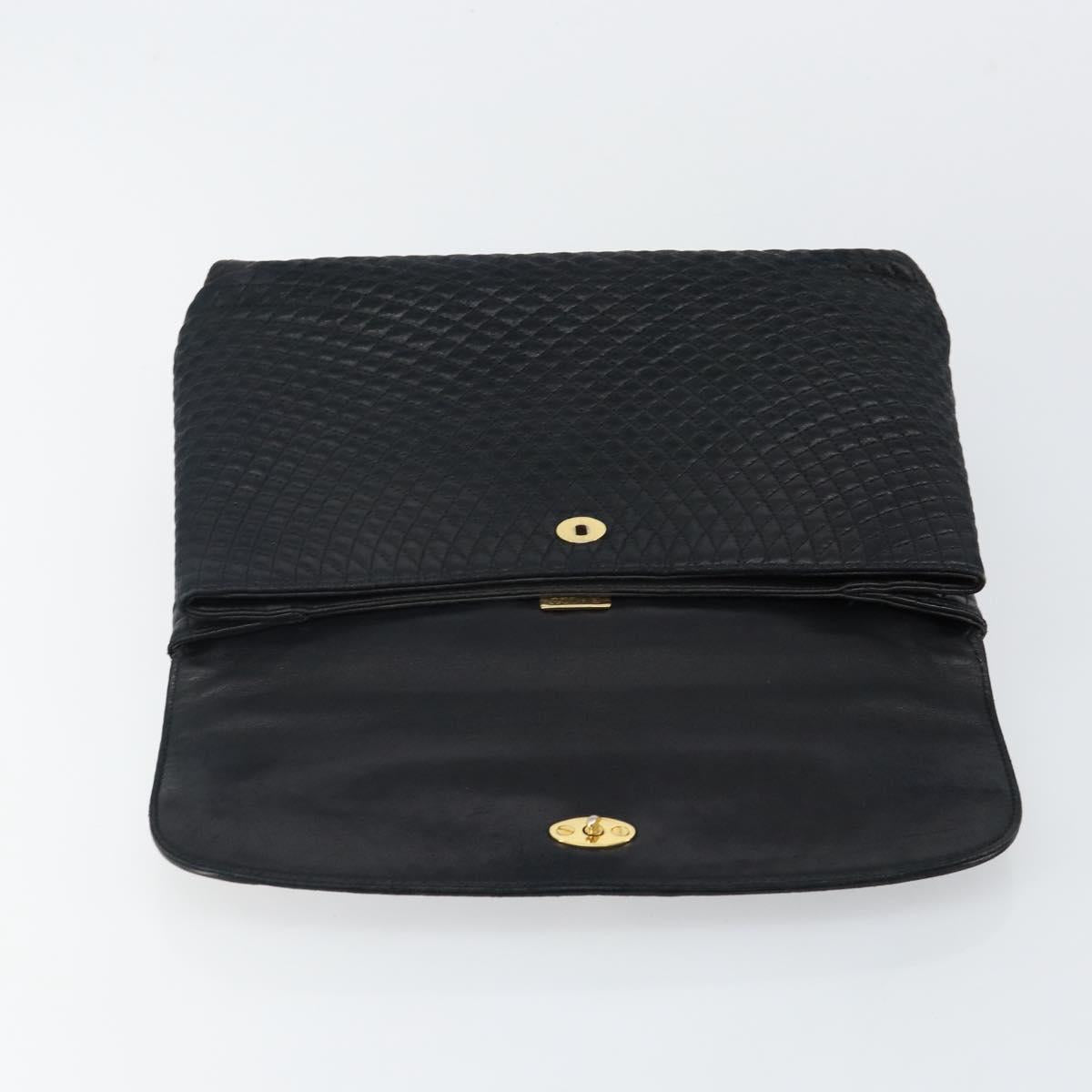 BALLY Hand Bag Leather Black Gold Auth BA6133