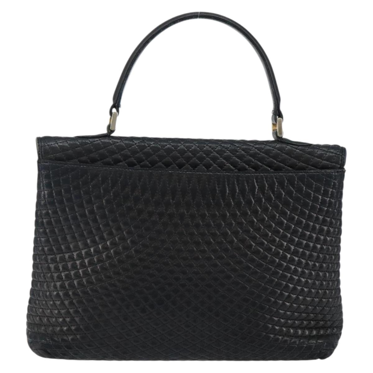 BALLY Hand Bag Leather Black Gold Auth BA6133