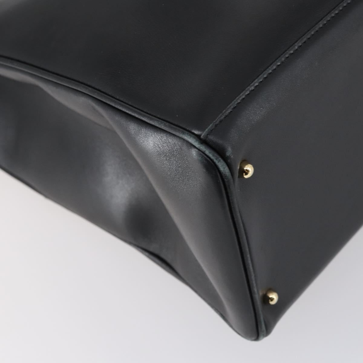 GUCCI Bamboo Hand Bag Leather 2way Black Gold 002 2855 0322 0 Auth BA6143