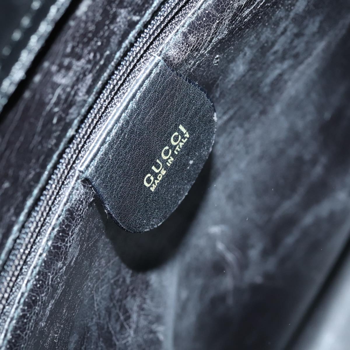 GUCCI Bamboo Hand Bag Leather 2way Black Gold 002 2855 0322 0 Auth BA6143