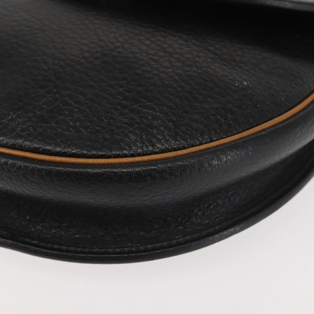 Christian Dior Shoulder Bag Leather Black Gold Auth BA6146