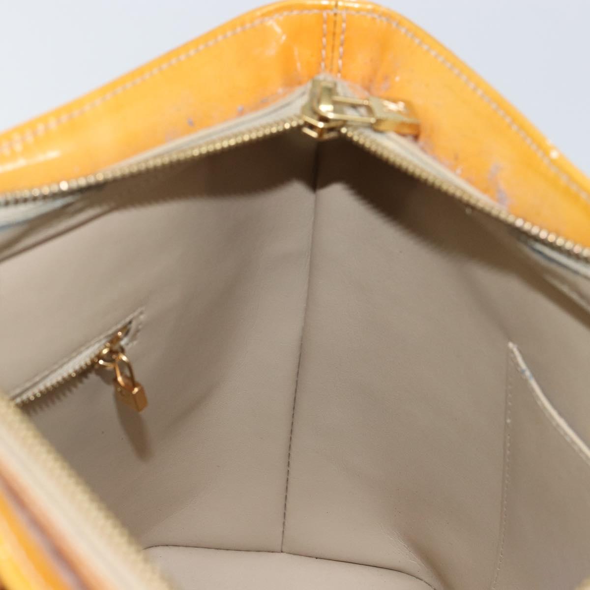 LOUIS VUITTON Monogram Vernis Houston Hand Bag Beige M91004 LV Auth BA6147