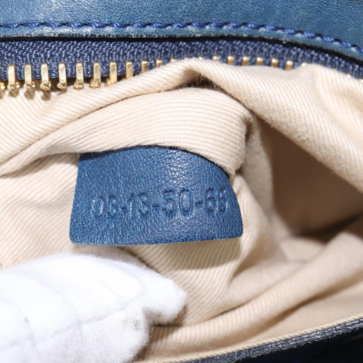 Chloe Etel Hand Bag Leather 2way Blue Gold Auth BA6149