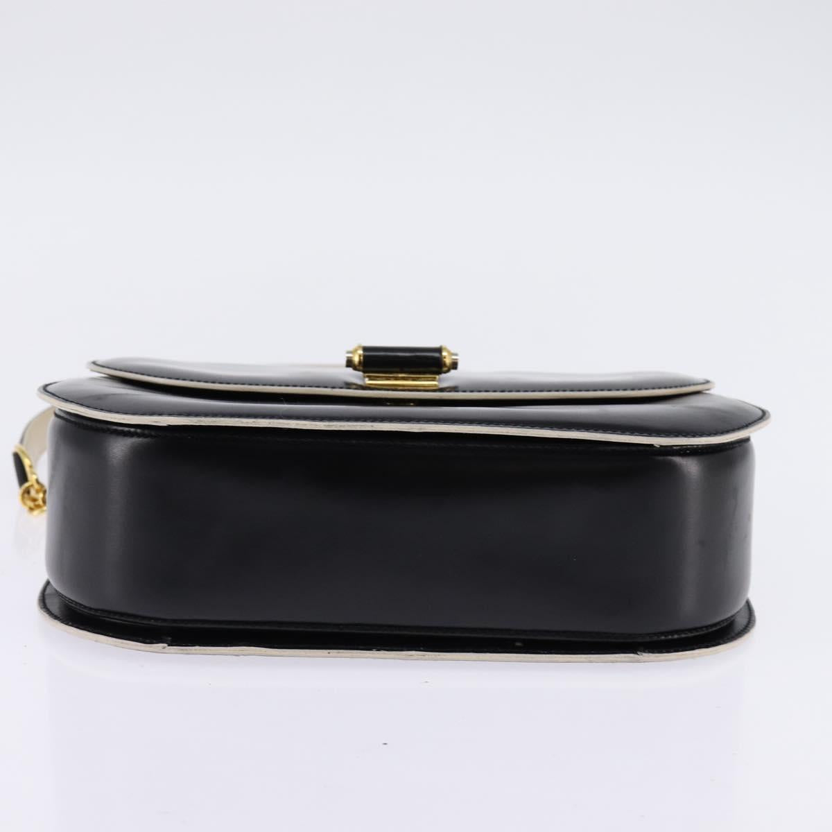 BALLY Shoulder Bag Leather Black Gold Auth BA6151