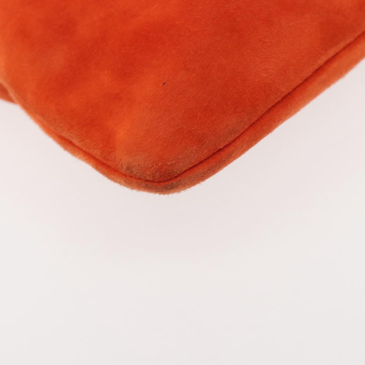 BOTTEGA VENETA Hand Bag Suede Orange Silver Auth BA6156