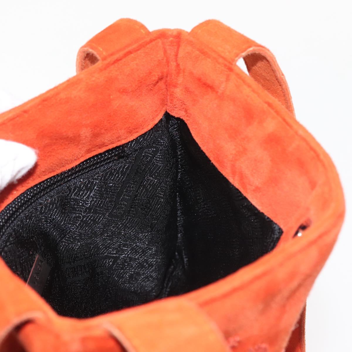 BOTTEGA VENETA Hand Bag Suede Orange Silver Auth BA6156