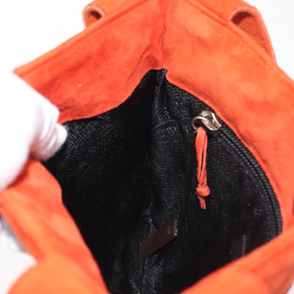 BOTTEGA VENETA Hand Bag Suede Orange Silver Auth BA6156