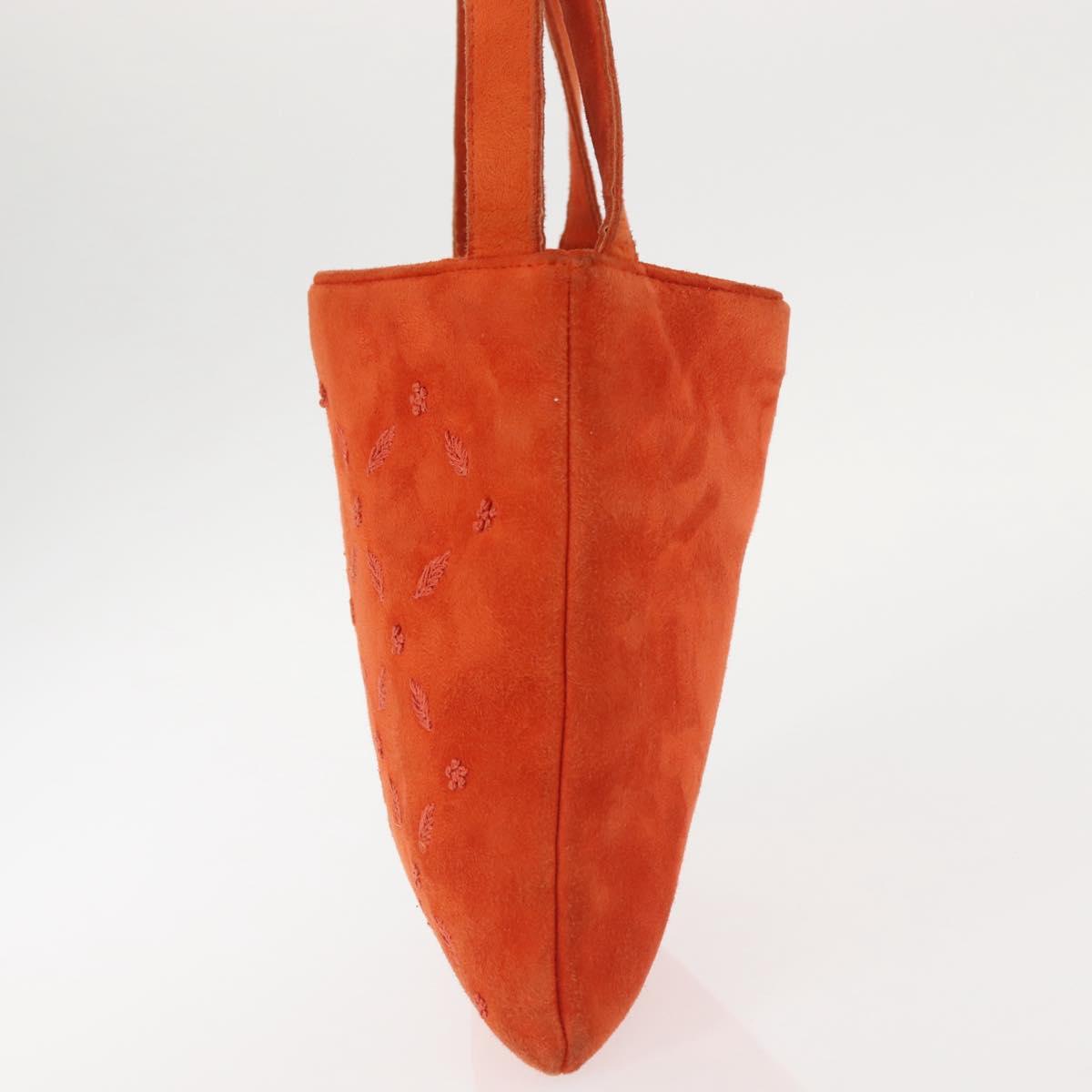 BOTTEGA VENETA Hand Bag Suede Orange Silver Auth BA6156