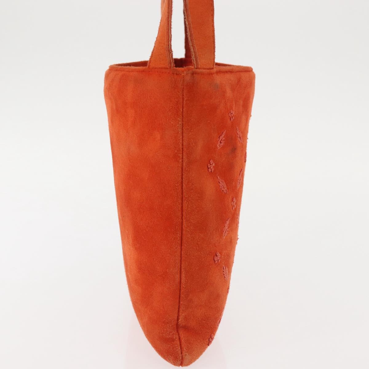 BOTTEGA VENETA Hand Bag Suede Orange Silver Auth BA6156
