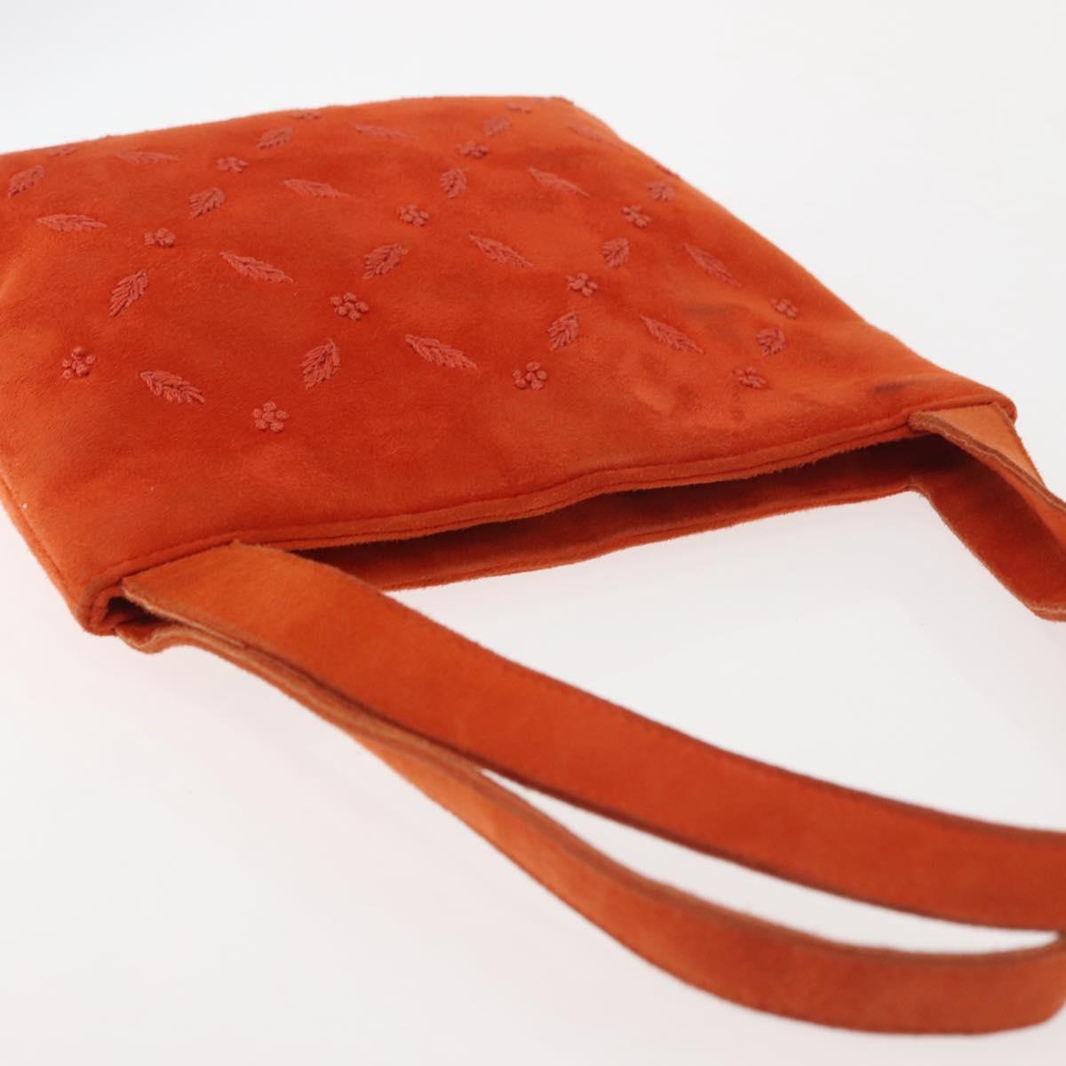 BOTTEGA VENETA Hand Bag Suede Orange Silver Auth BA6156