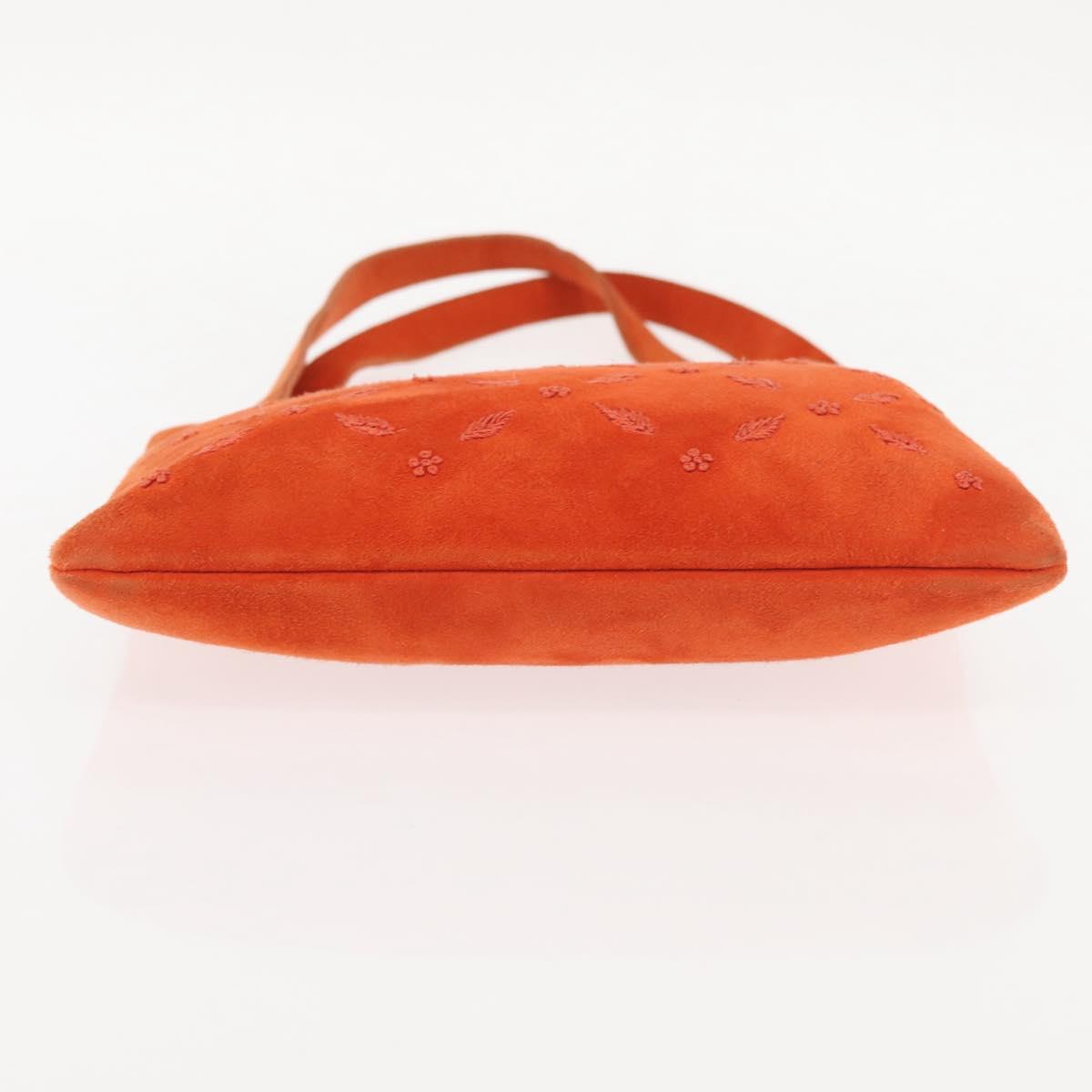 BOTTEGA VENETA Hand Bag Suede Orange Silver Auth BA6156