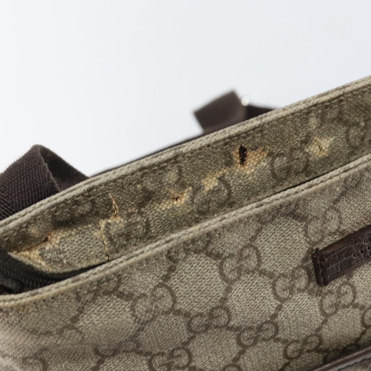 GUCCI GG Supreme Shoulder Bag PVC Beige Silver 141626 Auth BA6168