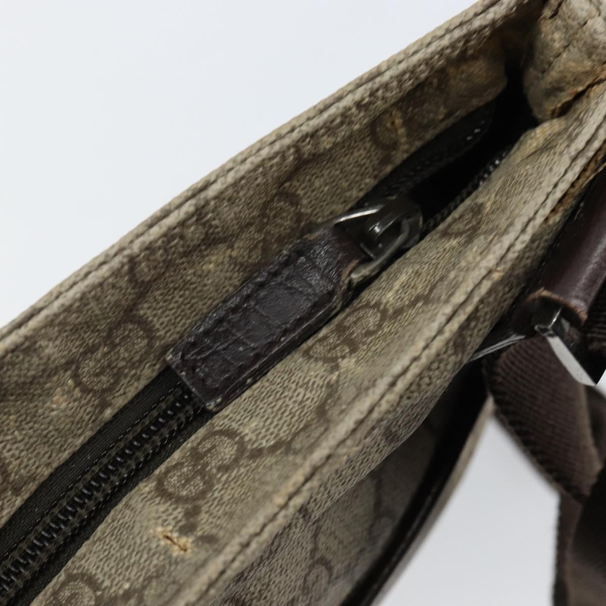 GUCCI GG Supreme Shoulder Bag PVC Beige Silver 141626 Auth BA6168