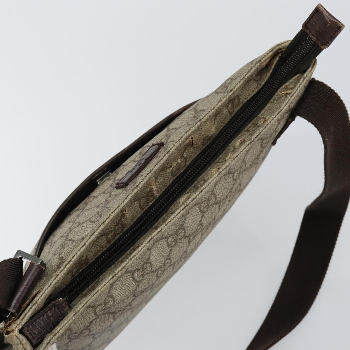 GUCCI GG Supreme Shoulder Bag PVC Beige Silver 141626 Auth BA6168