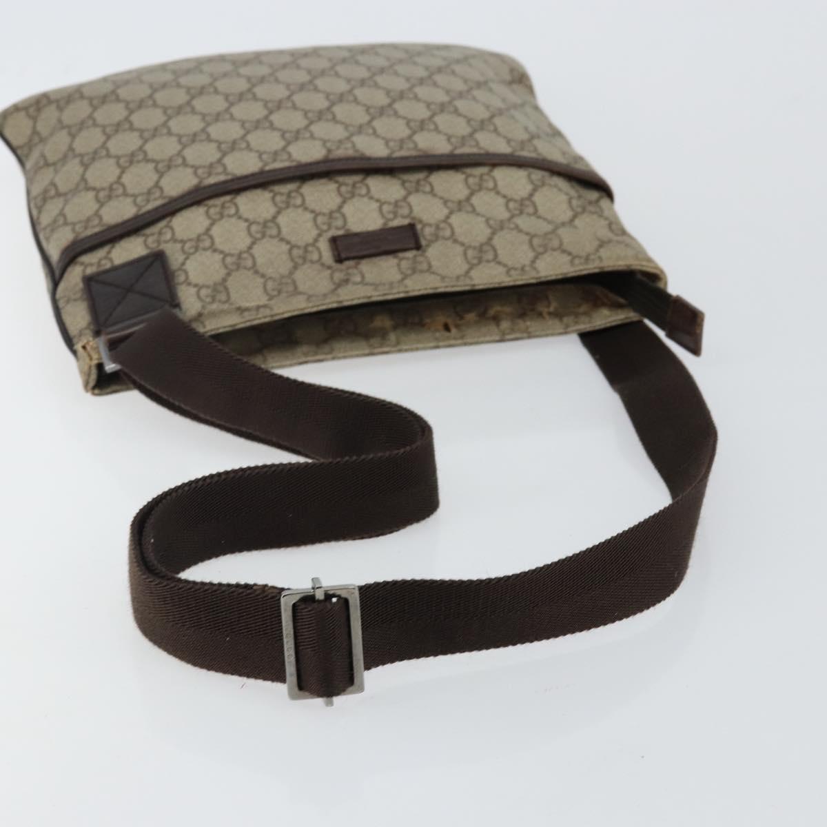 GUCCI GG Supreme Shoulder Bag PVC Beige Silver 141626 Auth BA6168