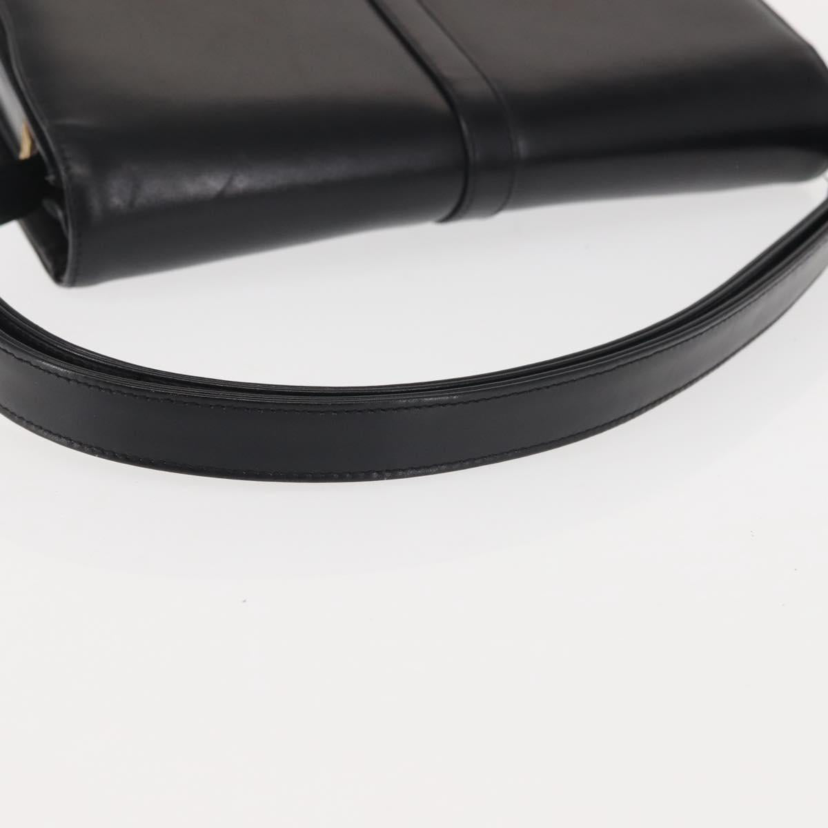 GIVENCHY Shoulder Bag Leather Black Gold Auth BA6169