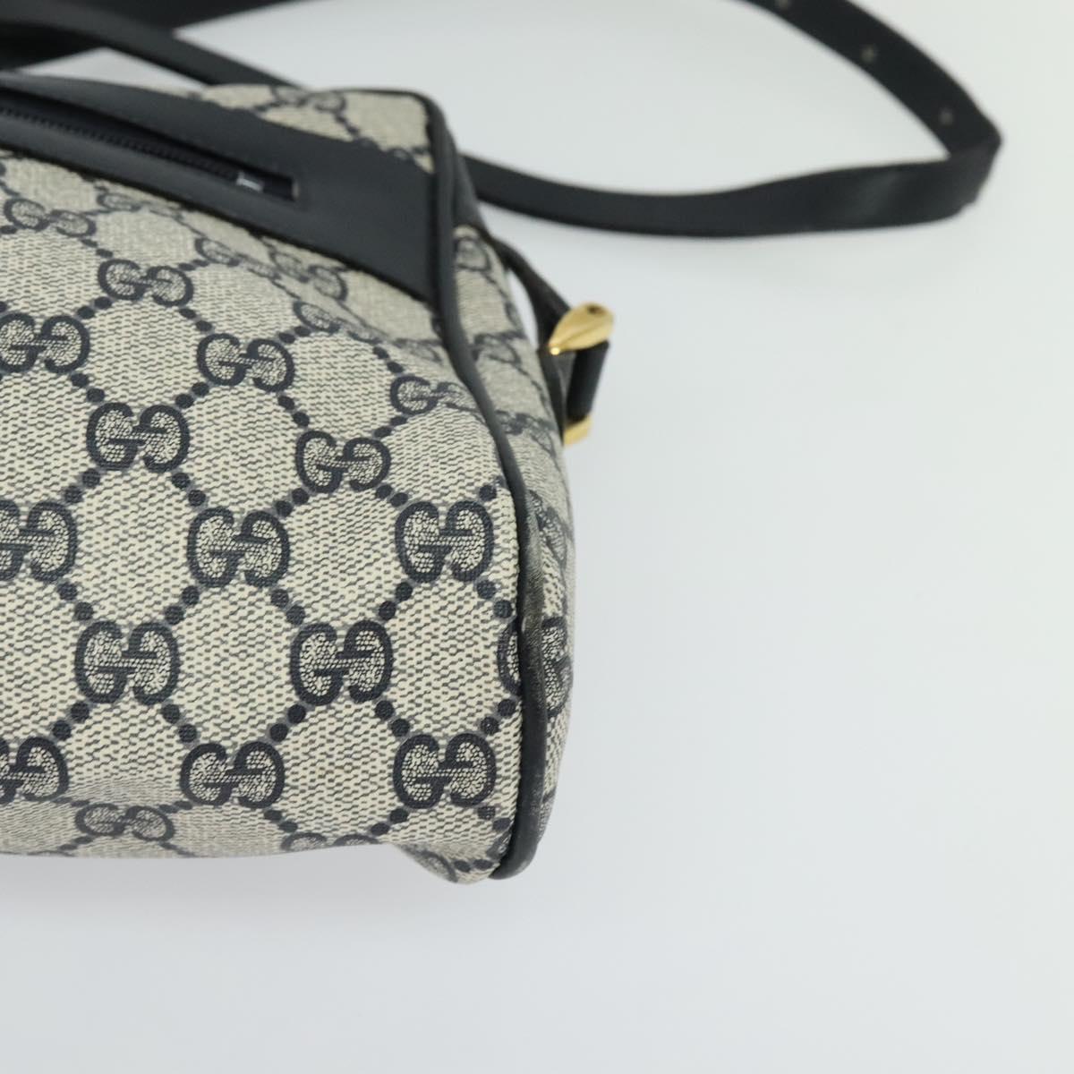 GUCCI GG Supreme Shoulder Bag PVC Navy Gold Auth BA617