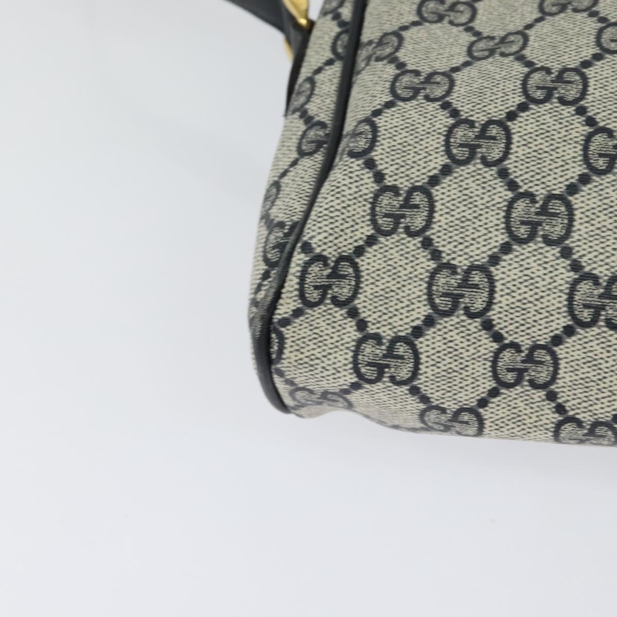GUCCI GG Supreme Shoulder Bag PVC Navy Gold Auth BA617