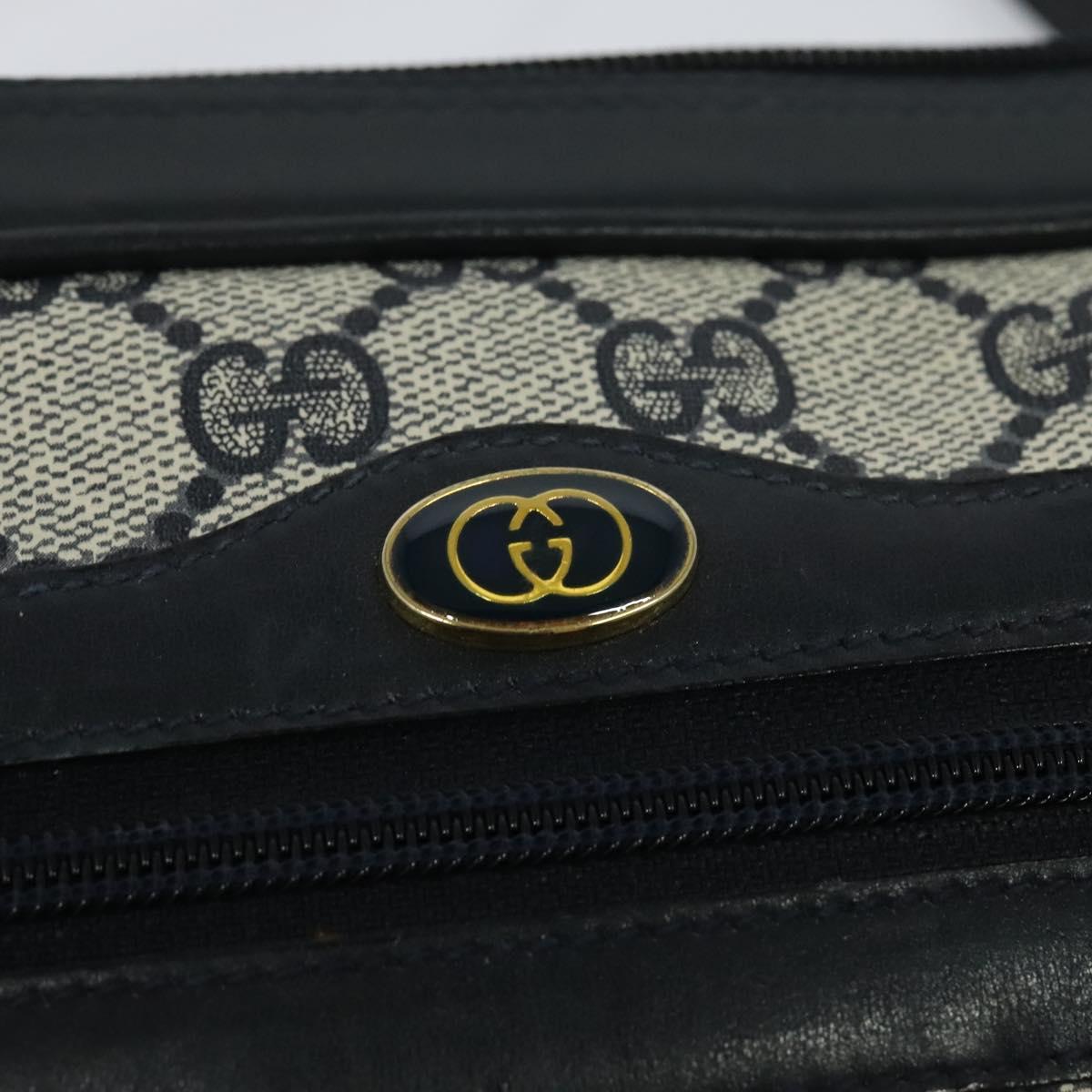 GUCCI GG Supreme Shoulder Bag PVC Navy Gold Auth BA617