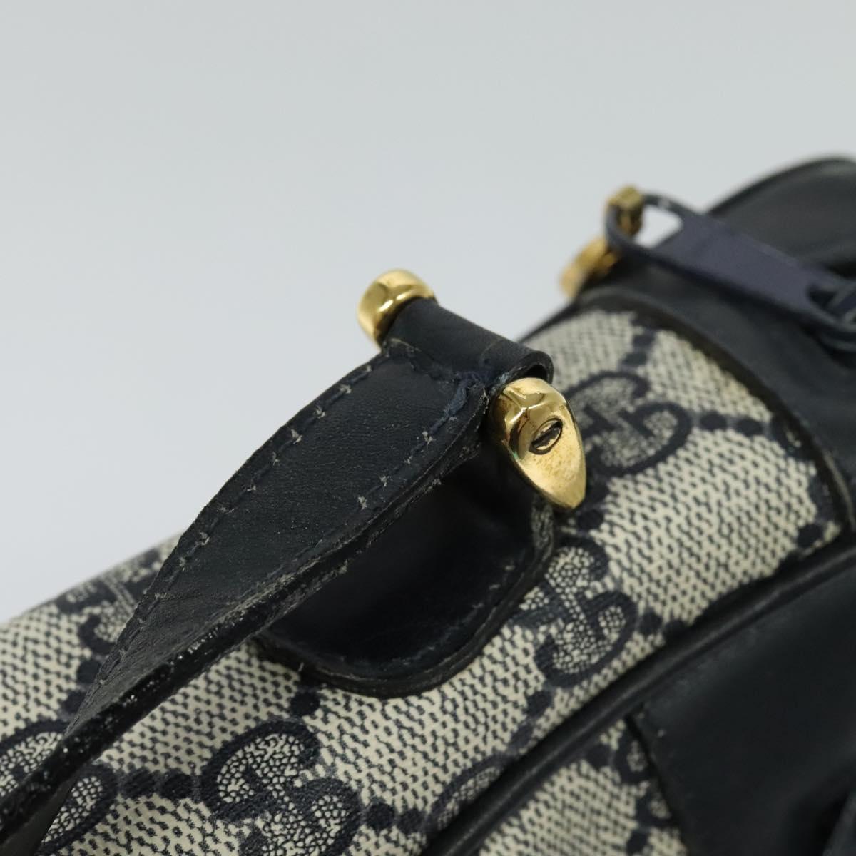 GUCCI GG Supreme Shoulder Bag PVC Navy Gold Auth BA617