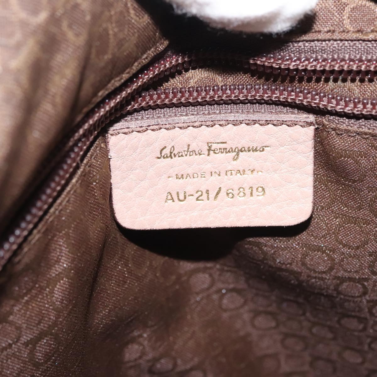 Salvatore Ferragamo Gancini Tote Bag Leather Pink Gold Auth BA6171