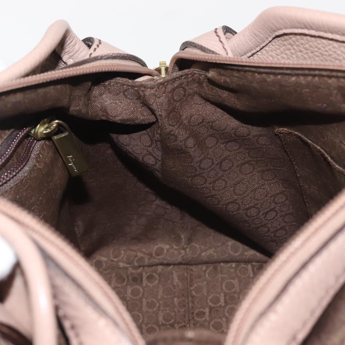 Salvatore Ferragamo Gancini Tote Bag Leather Pink Gold Auth BA6171